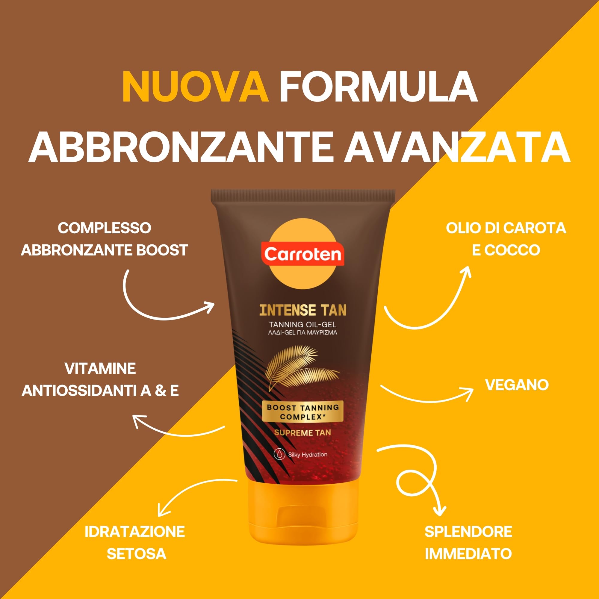 Carroten Tanning Oil Gel Intensive 150 ml - Acceleratore di Abbronzatura con Olio di Cocco e Vitamine A ed E - Carotten Olio Gel Abbronzante per Un'abbronzatura Veloce