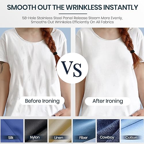 Miniatura 4 de Zorslesy Vaporizador para ropa, 1800 W, plancha de vapor de mano de 20 segundos, calentamiento rápido con 3 velocidades de vapor, ropa portátil,
