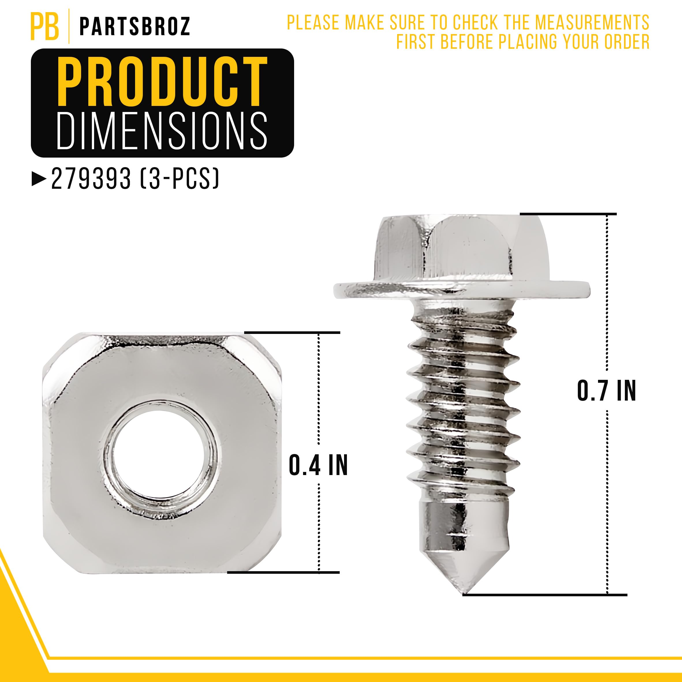 PartsBroz 279393 Dryer Terminal Block Screw Kit (3-PCS