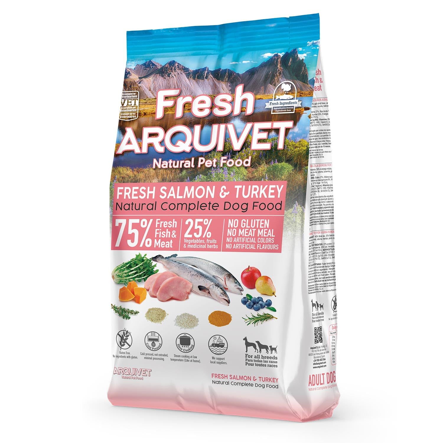 Arquivet - Fresh Salmon & Turkey - 2,5Kg - Complete semi-moist food for adult dogs