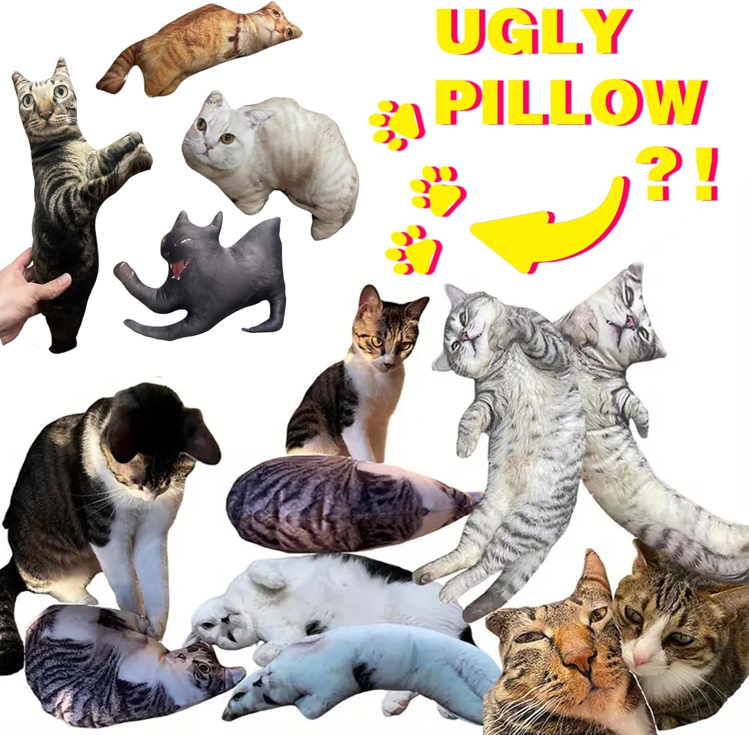 Custom Pet Pillow with Photo, DIY Ugly Pet Pillows, Customized Dog Cat Pillows - No White Edges, Personalized Gifts for Christmas, Halloween, Valentine's Day