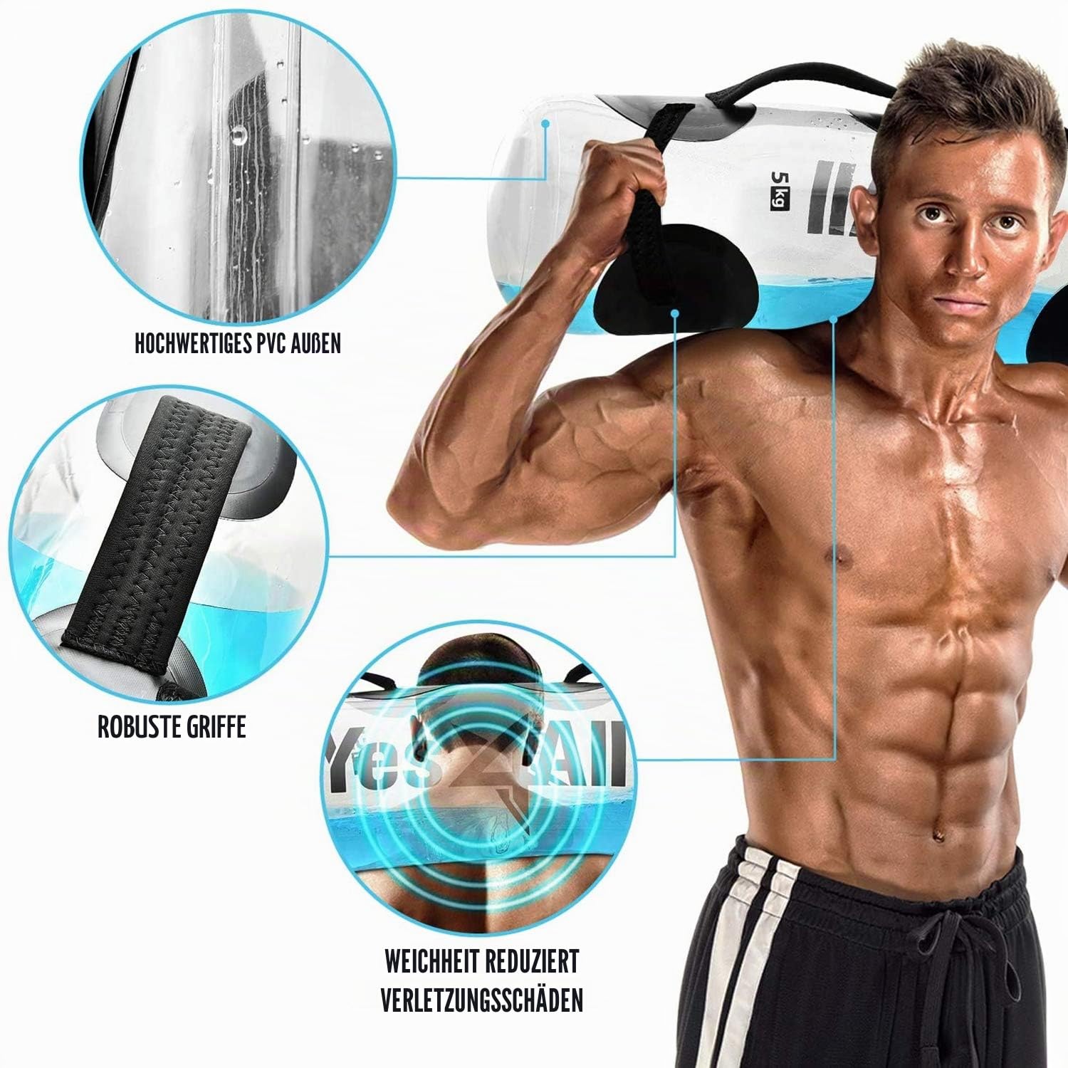 Power Bag ​Fitness Wassersack Gewichtstaschen Training ​Tragbarer Abnehmbar Wasser Einspritzung Sandsack Alternative Aqua Bag ​für Kraft Koordinations Krafttraining