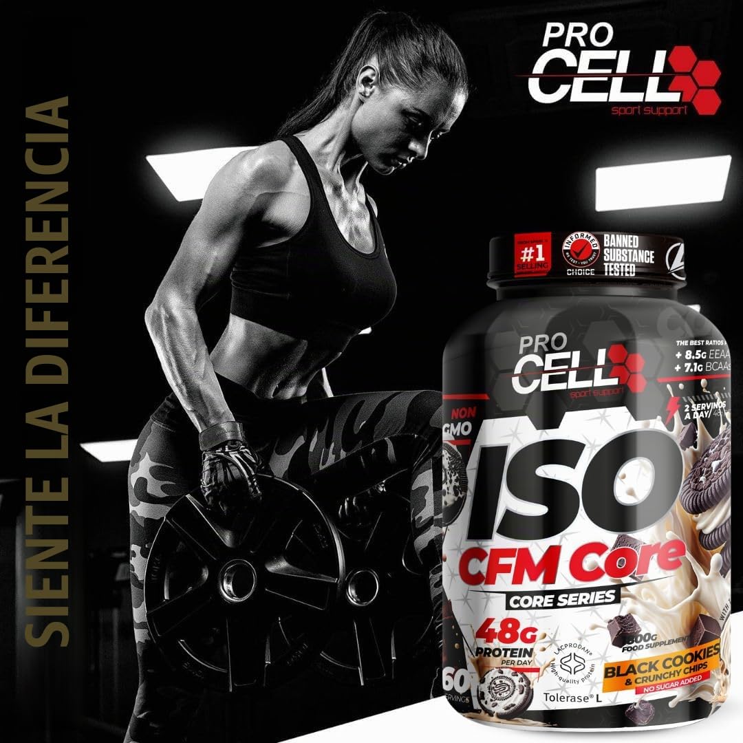 ProCell Proteína Isolada De Suero 100% Pura (1,8 kg, Black Cookies) Proteina en Polvo De fácil Digestión Aumento y Recuperación muscular Bajo en Hidratos y Grasas Añadido de aminoácidos
