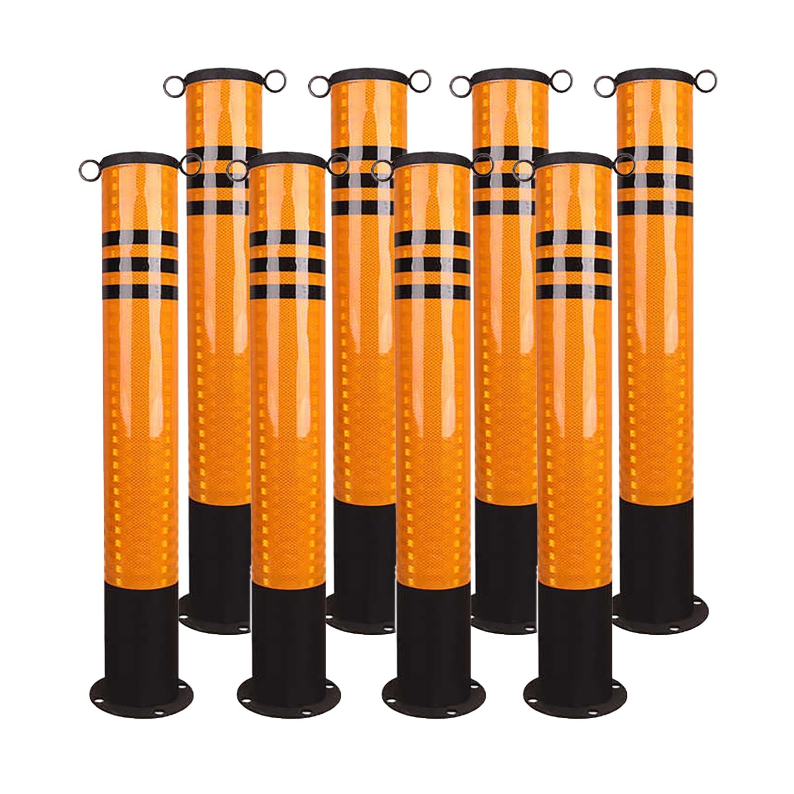 AYCDL Safety Bollard Steel Barrier Traffic Pole, Rustproof Waterproof Driveway Traffic Security Bollards, for Driveways, Parking Lots, and Sensitive Areas,8pcs, Yello