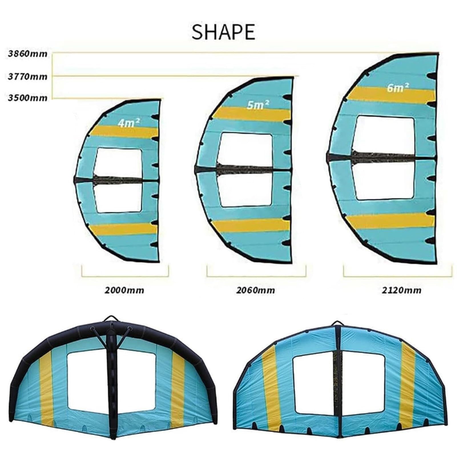 Windsurfen, aufblasbarer Wind-Handflügel, Folie, Kitesurfen | Tragbarer Windsurfen, aufblasbarer Flügel, Renn-Surfbrett-Windflügel for Anfänger(6Square meter)
