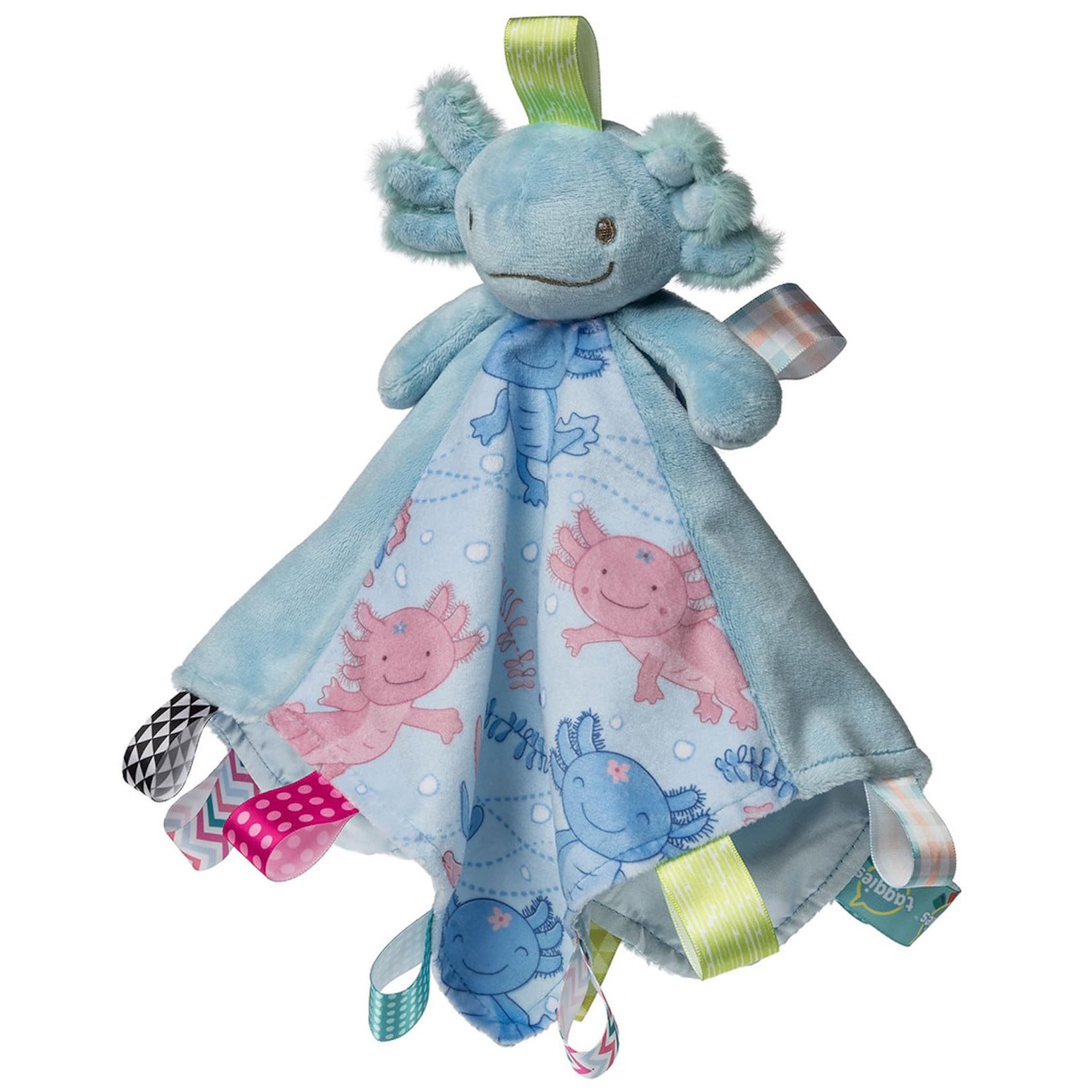 Taggies Mary Meyer, 41625M, Couverture de sécurité pour bébé en Peluche avec étiquettes sensorielles, 33 cm, Aqua Axolotl
