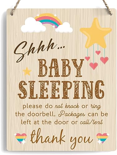 Letrero de madera con texto en inglés Do Not Knock Or Ring Doorbell, para habitación de bebé, habitación de bebé, habitación de bebé, dormitorio,