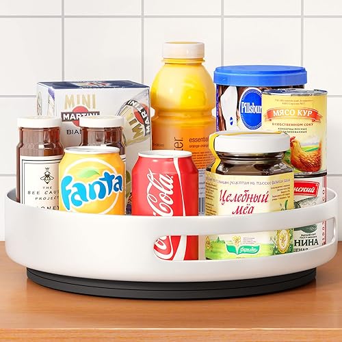 Lazy Susan - Organizador giratorio de metal de acero para especias para gabinete, despensa, cocina, encimera, refrigerador, armario (8.7 pulgadas,