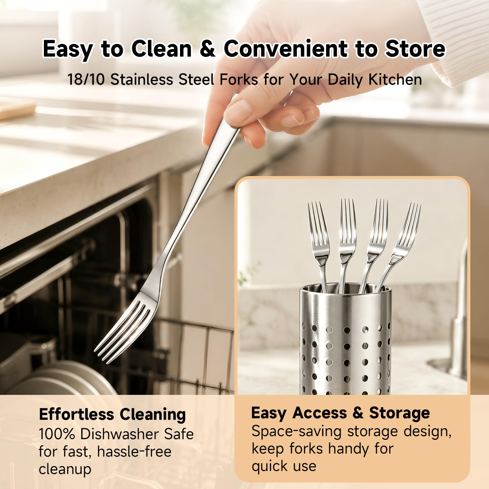 4PCS Dinner Forks, 18/10 Stainless Steel Silverware Fork Set — Amazon image 4