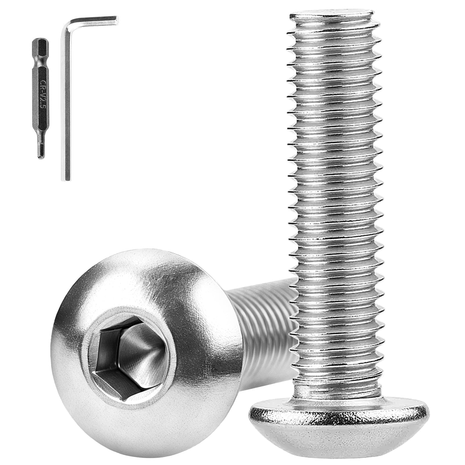 XRXYMQ 60 Stück Linsenkopfschrauben M4x25 mm Flachkopfschrauben Innensechskant 304 Edelstahl Schrauben Rundkopfschrauben Vollgewinde Maschinenschrauben für Möbeleinbau Holz Montage Sechseck