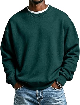 Mens Sweatshirts Crew Neck Casual Sweatshirt Long Sleeve Pullover
