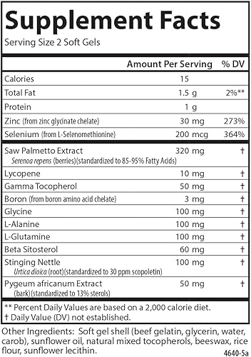 Miniatura 4 de Carlson - Próstata Nutra-Support, con palma enana americana y ortiga, apoyo de próstata, salud reproductiva y salud masculina, 60 cápsulas blandas