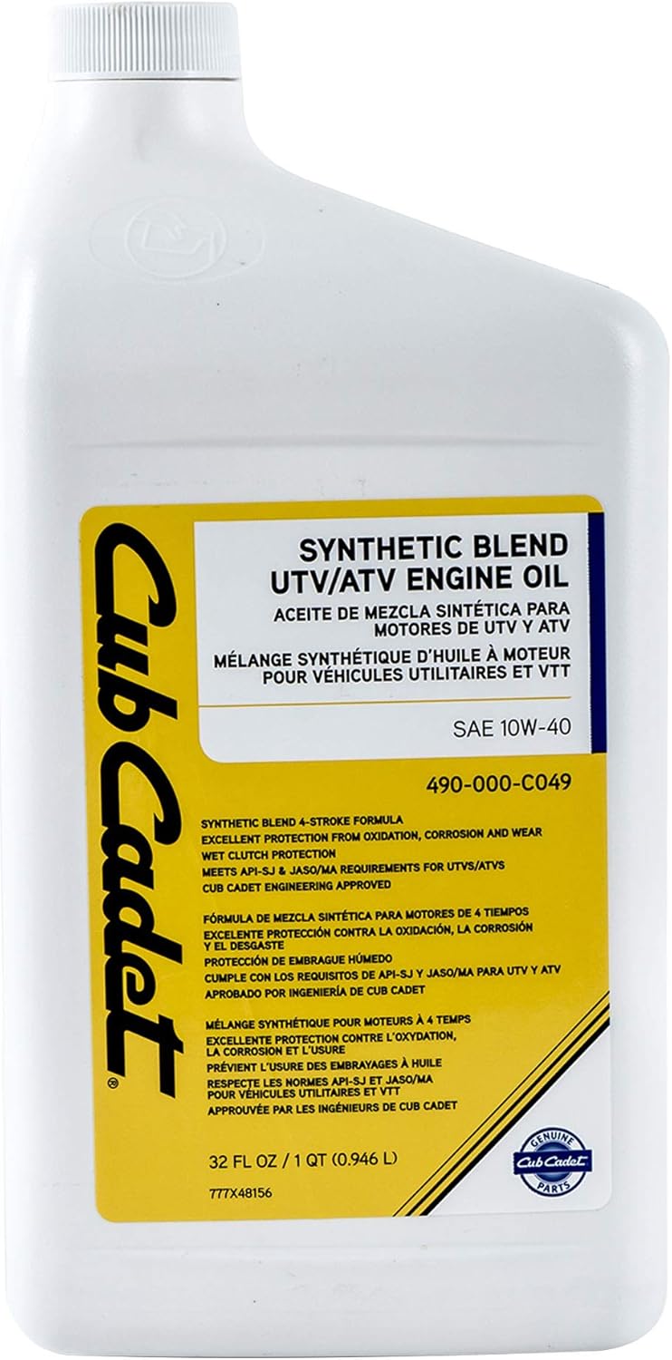 CUB CADET 490-000-C049 SAE 10W-40 ATV/UTV Engine Oil 32oz Bottle Synthetic Blend