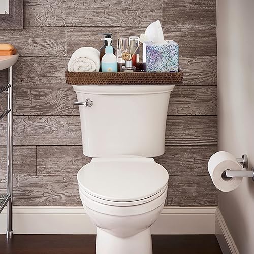 Miniatura 2 de Sumnacon Bandeja decorativa de mimbre para tocador de baño de 16 pulgadas, bandeja decorativa de mimbre para toalla de mano de papel, cesta de