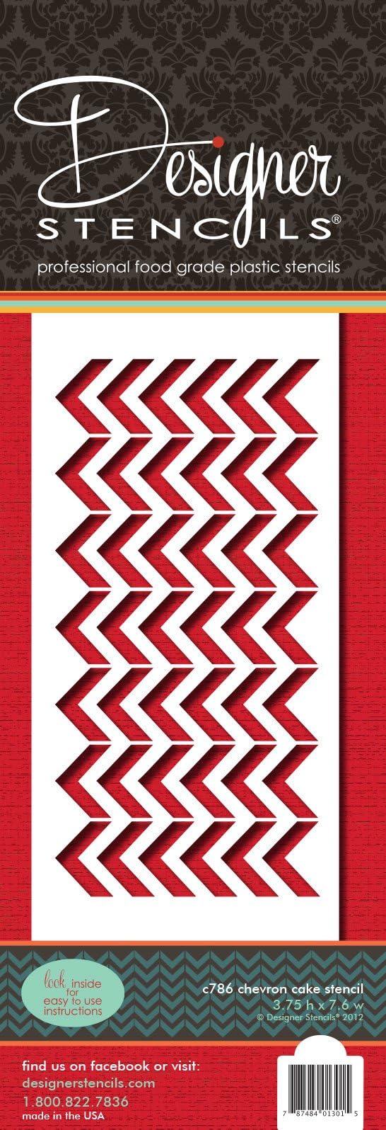 Designer Stencils Chevron Cake Side Stencil, Beige/Semi-Transparent