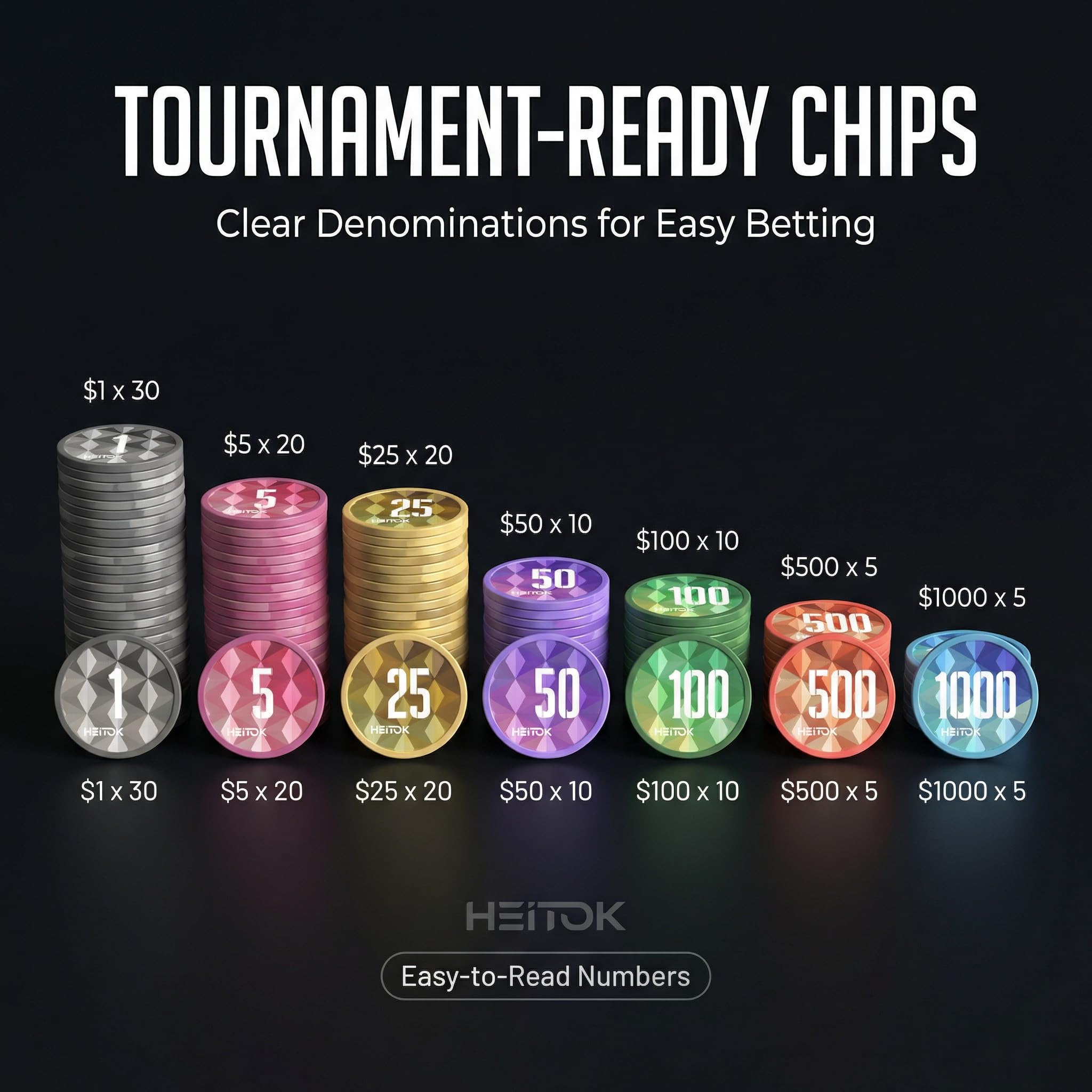 HEITOK Zestaw Pokerowy 100 Żetonów 11,5g Texas Holdem Walizka