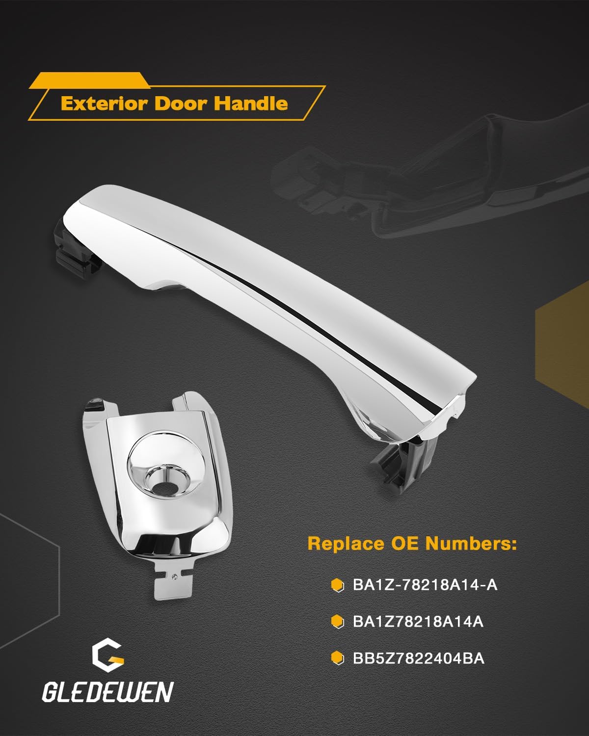 Gledewen Exterior Door Handle, Compatible with 2011-2014 Ford Edge, 2011-2017 Ford Explorer, Outside Front Left Driver Side with Key Hole, Replaces# BA1Z-78218A14-A, BB5Z7822404BA, Outer Handle
