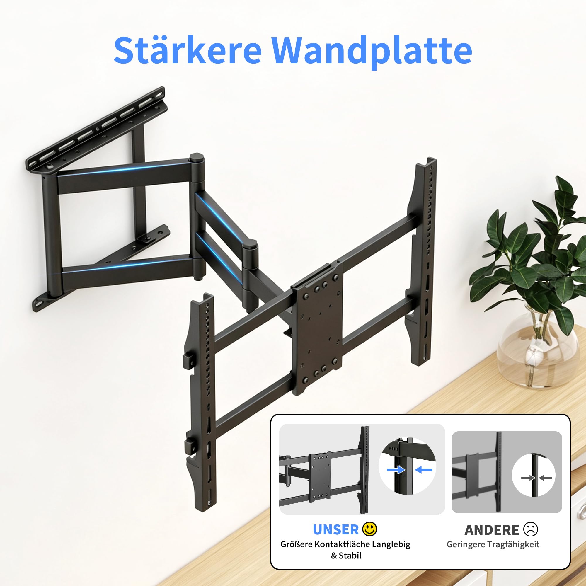 XINLEI Soporte TV Pared con Brazo Articulado Extralargo de 741mm para Pantallas Planas/Curvas de 32-75", Movimiento Completo con Inclinación -10°/+5° y Giro ±90°, VESA Máx 600x400mm, hasta 45kg