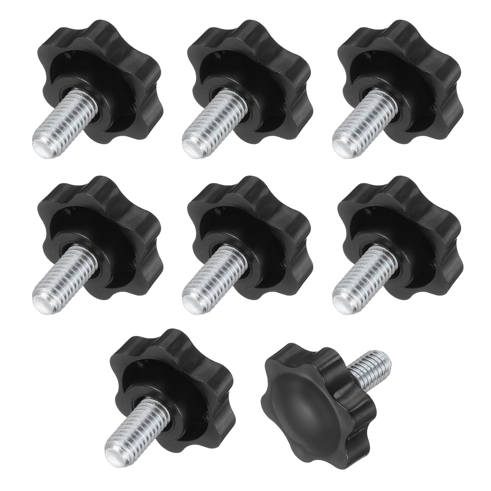 sourcing map 10Pcs 3/8"-16 Star Knobs, 0.7" Threaded Stud Plastic Male Clamping Knob Screw Hand Tightening Replacement Knob for Industrial Furniture Tools Jigs Clamps, Black