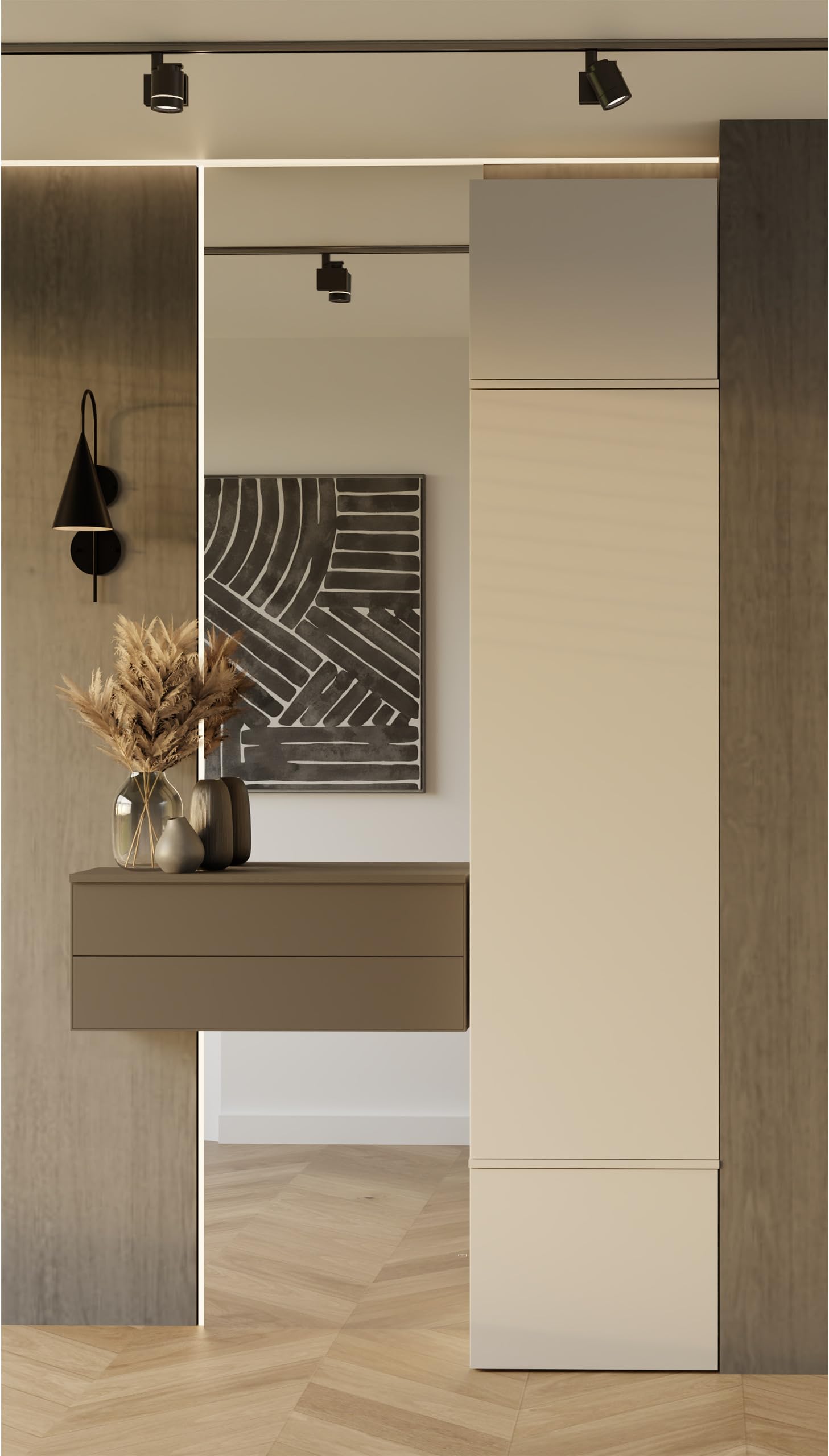 ARREDO DA CASA Armadio Guardaroba Chiuso, Mobile ingresso con Gancio Estraibile, Scarpiera e Vani, Sistema Tip-On senza Maniglie, Mobiletto Salvaspazio Moderno 50x238 cm MIT16