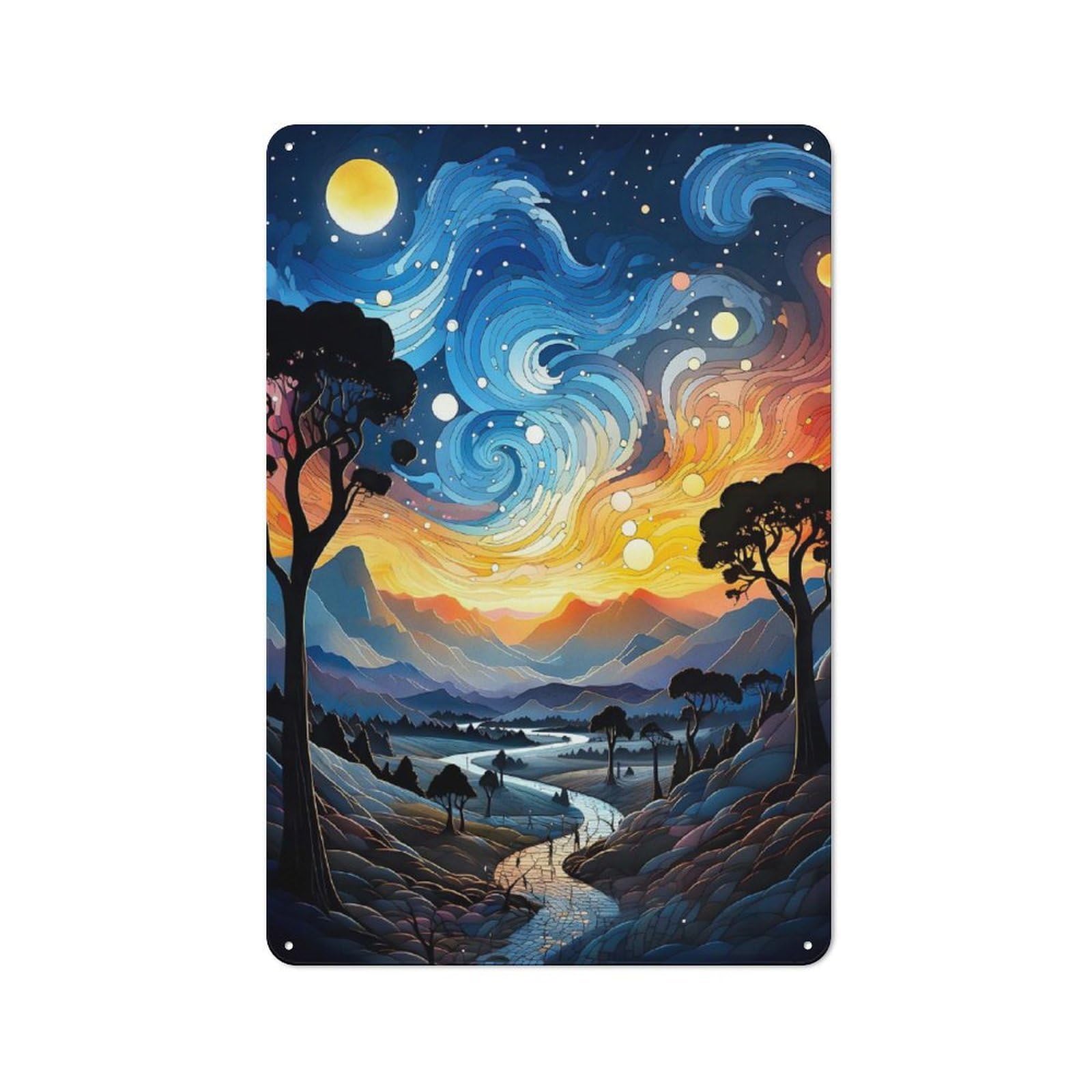Junmoney Celestial Charm Metal Plaque 30X20cm With For Garage Wall, Vintage Decor, Autumn Home Decor For Collectors Of Metal Signs