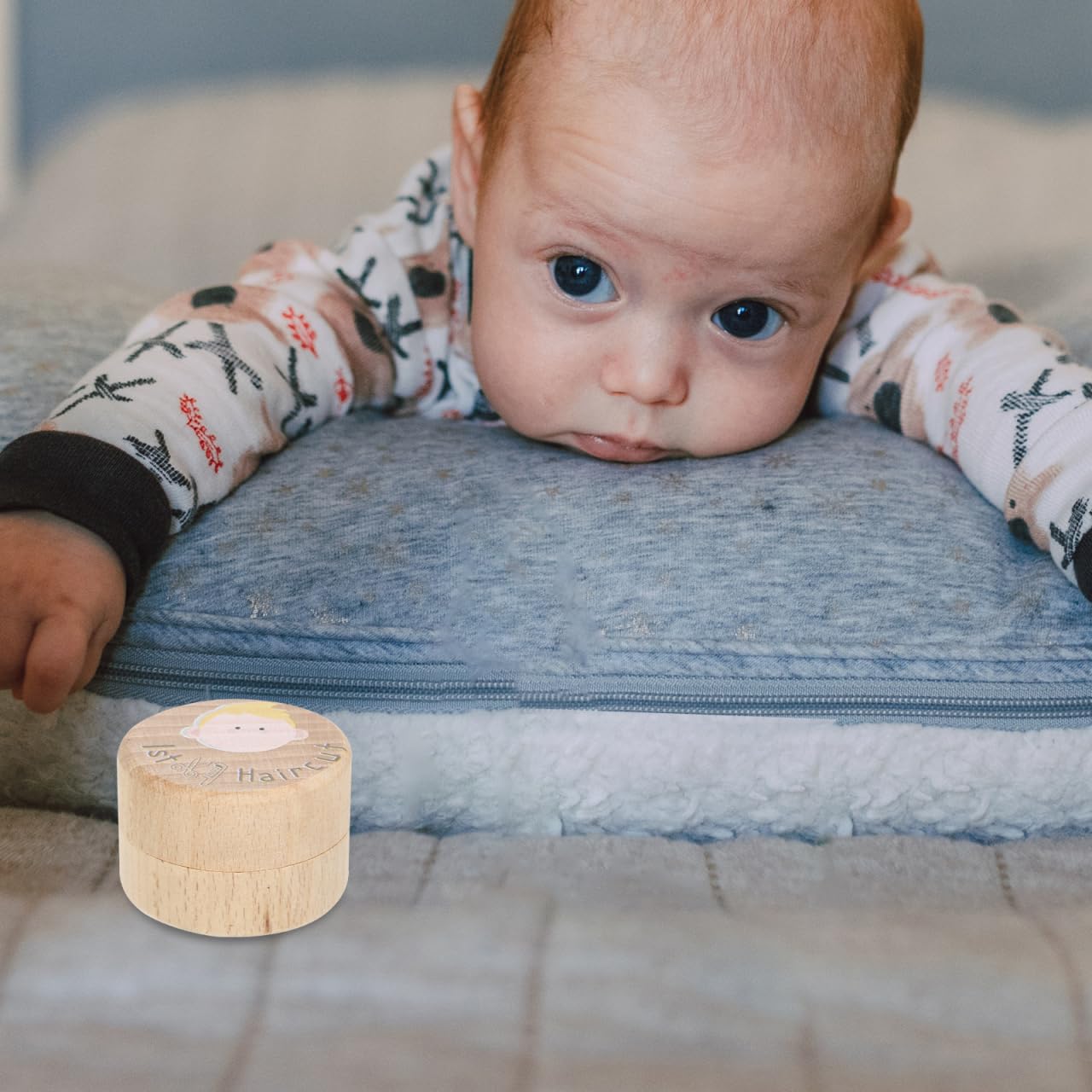 Scatola Ricordo Primi Capelli In Legno - Porta Ricordi Infanzia 5x5x3.6cm Per Baby Shower E Compleanni