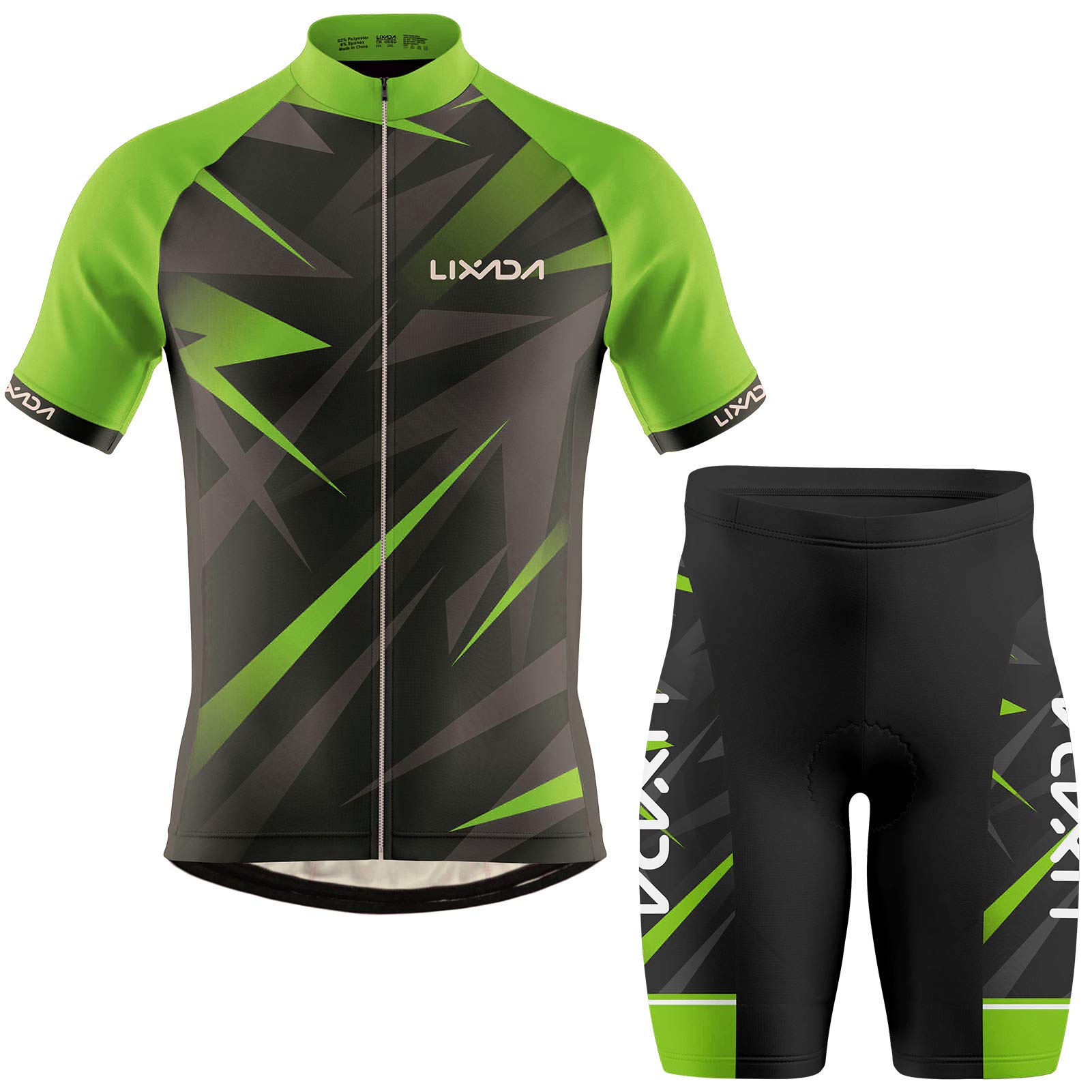LixadaMen's Cycling Jersey Short Sleeve Breathable Short Sleeve Padded Shorts for Cycling Outdoor Sports