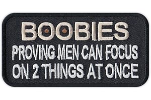 Embroidered Biker Patch: Boobies - Men Can Focus On Two Things At Once