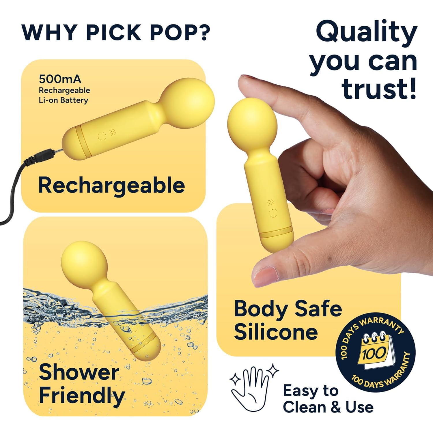 MyMuse Pop Wand Massager & Glide Aloe Lube (50ml) – Cordless, 10 Modes, USB Rechargeable, Waterproof, Full-Body Mini Massager, Perfect Gift with 150-Day Warranty (Lemon Tart) MyMuse Pop Wand Massager & Glide Aloe Lube (50ml) – Cordless, 10 Modes, USB Rechargeable, Waterproof, Full-Body Mini Massager, Perfect Gift with 150-Day Warranty (Lemon Tart)