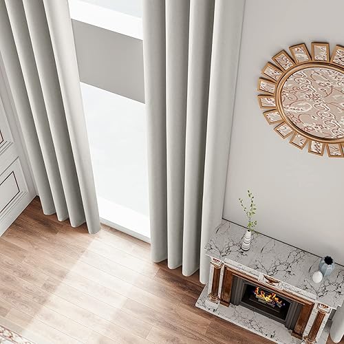 Cortinas extralargas de lino sintético, cortina blanca plateada con aislamiento térmico, panel de ventana de bloqueo solar de 20 pies de largo,