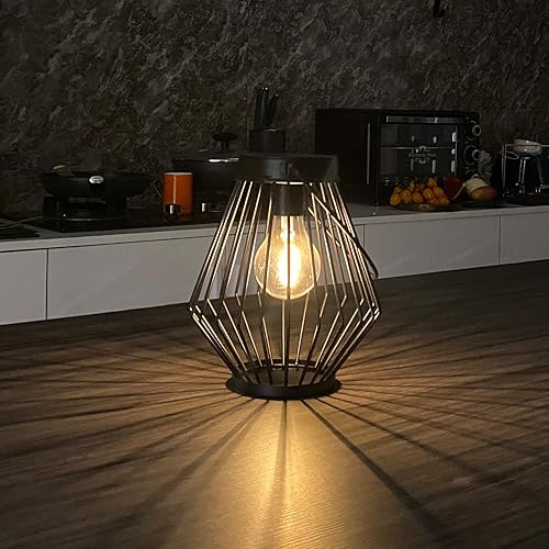 Miniatura 6 de Faroles solares impermeables para exteriores, luces colgantes solares de metal retro para exteriores, lámparas LED alimentadas por energía solar,