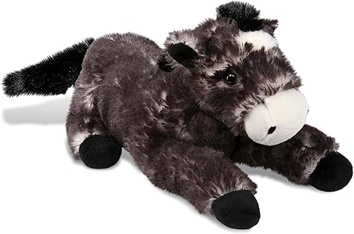 DolliBu - Caballo de peluche negro suave y abrazable, adorable juguete de juego para niños y niñas, lindo regalo de animales de granja para niños y