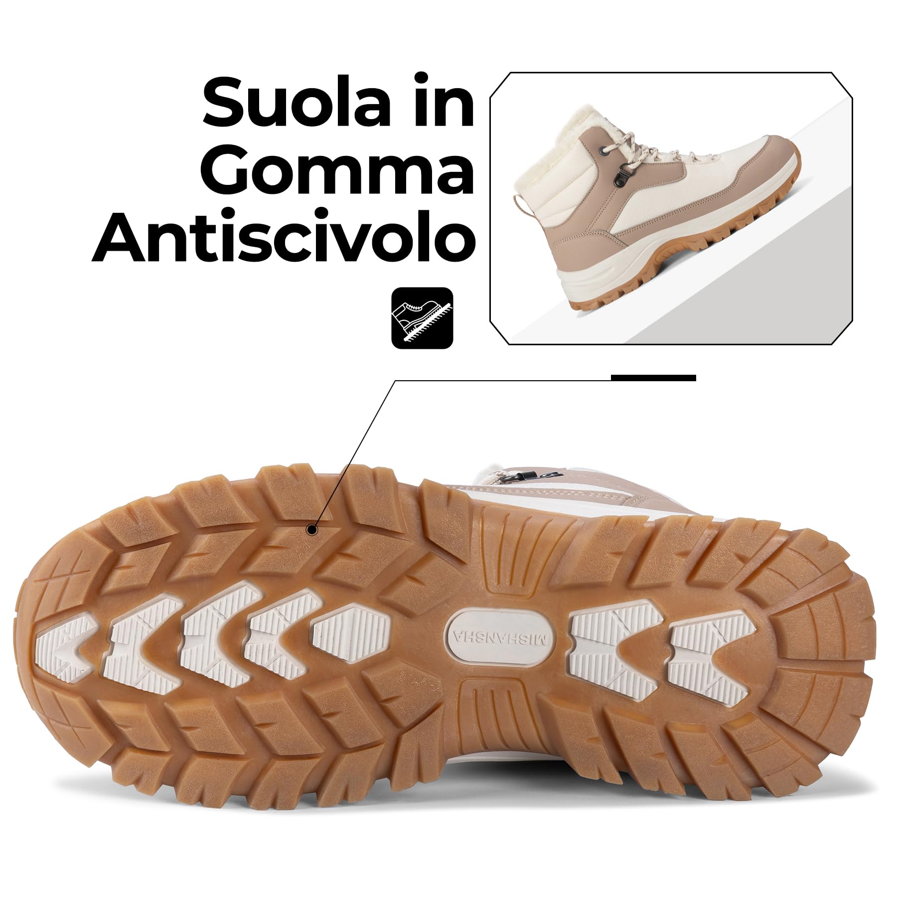 Mishansha Stivali Donna Invernali Scarpe da Escursionismo Antiscivolo Scarponi Trekking 36-42 EU