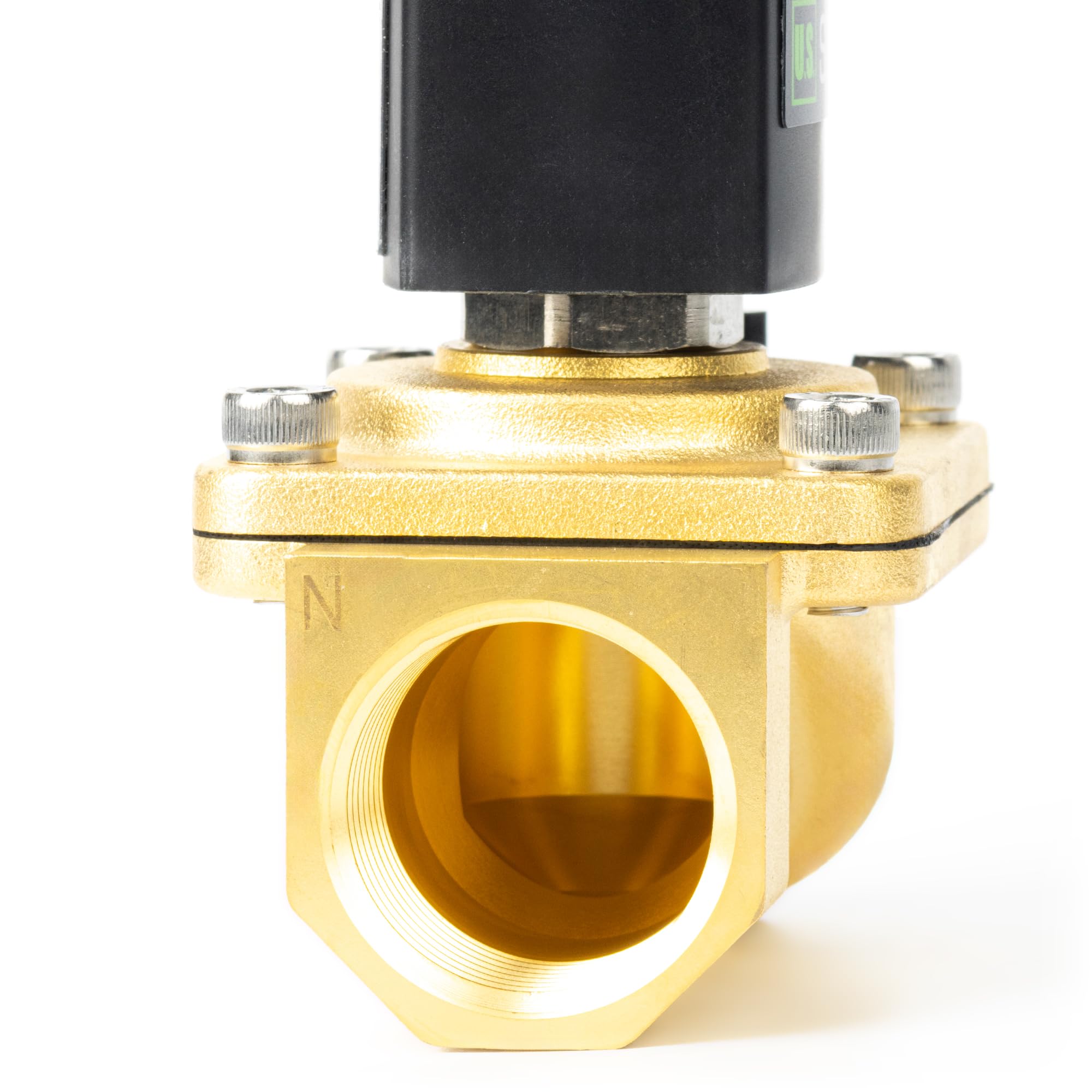 U.S. Solid Válvula solenoide de 1 pulgada, latón CC 12 V con sello Viton, normalmente cerrada, tipo caja de conexiones, rosca G