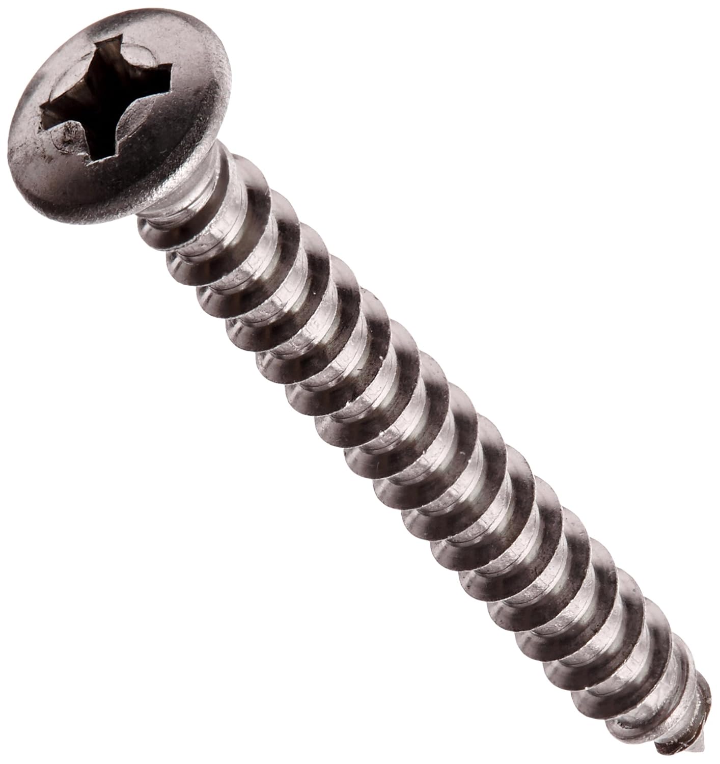 Small Parts 1028APO188 18-8 Stainless Steel Sheet Metal Screw, Plain Finish, 82 degrees Oval Head, Phillips Drive, Type A, #10-12 Thread Size, 1-3/4" Length (Pack of 25)