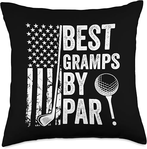 Miniatura 4 de Best Dad By Par Golfing Apparel by AlphaONE Best Gramps by Par USA Flag Fathers Day Golfing Grandpa Throw Pillow, 16x16, Multicolor