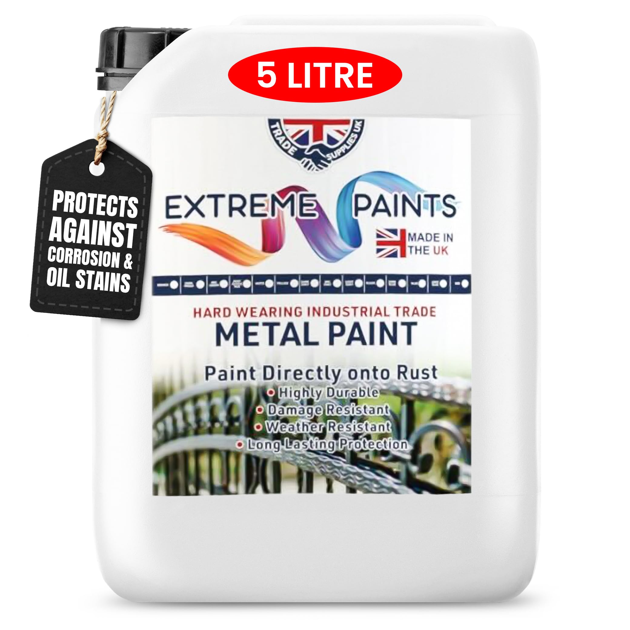 TRADE SUPPLIES UK - Extreme Metal Paint - Polyurethane-Based Durable Coating for Vehicles, Machinery & Metal Surfaces – Protects Against Rust & Corrosion - (Red, 5L)