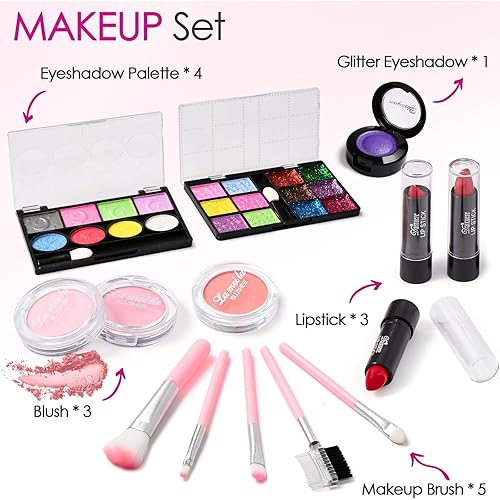 Miniatura 8 de Golray Kit de maquillaje para adolescentes de 8 a 12 años, juego completo de maquillaje con estuche de tren, 4 paletas de sombra de ojos, rubor,