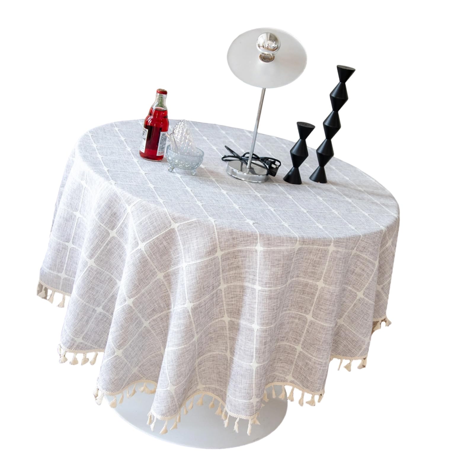 Tsophreniq Simple Round Tablecloth Polyester Cotton Blend Against Slip Design Multiple Dyes for Various Uses Multiple Cotton Tablecloth