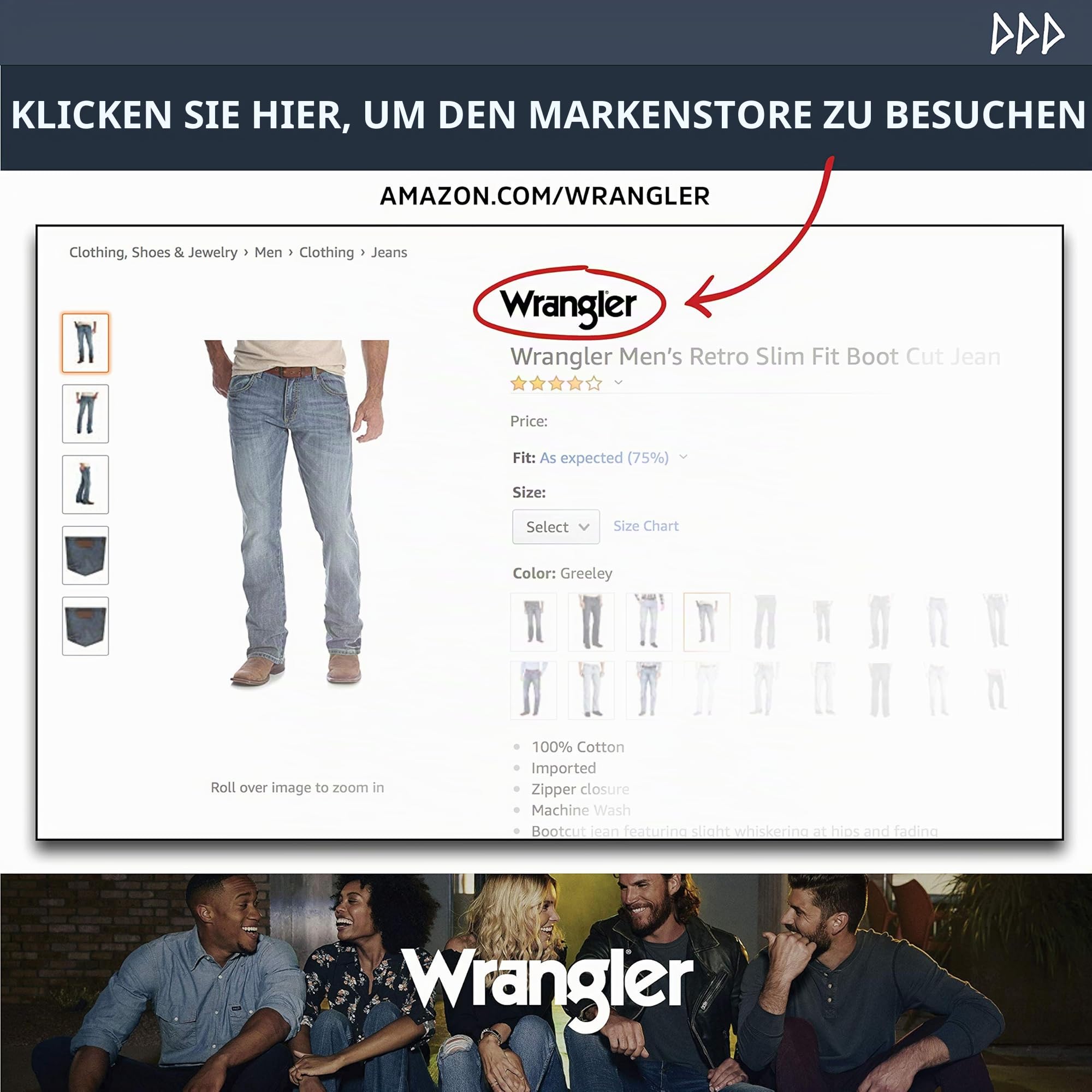 Wrangler Herren Western-Logo Zwei Taschen Langarm Knopf Hemd