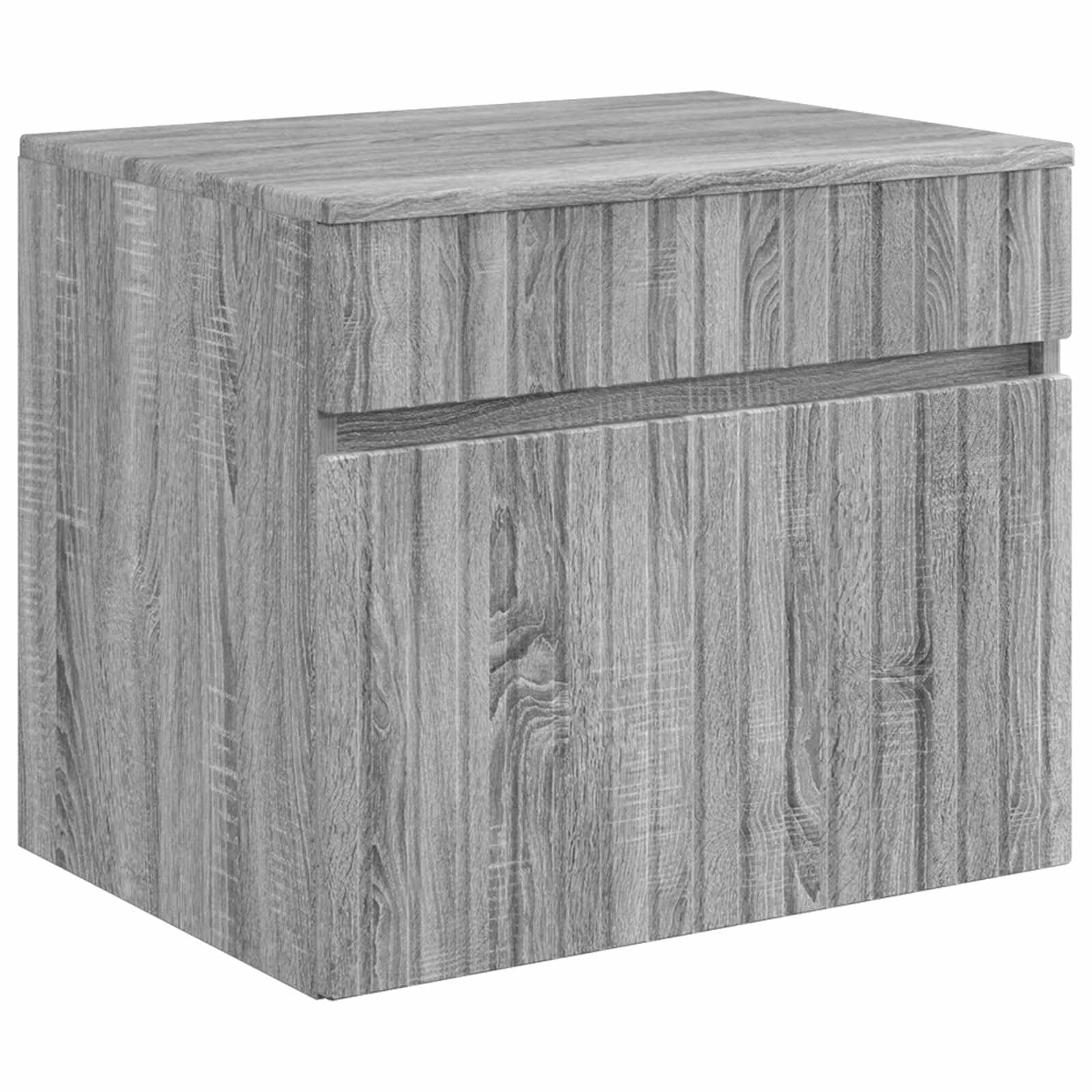 Juego de 5 armarios de baño Sonoma gris 53 x 15,5 x 70 cm estante de madera con espejo LED montado en la pared, versátil, resistente a la humedad, ahorro de espacio, diseño moderno