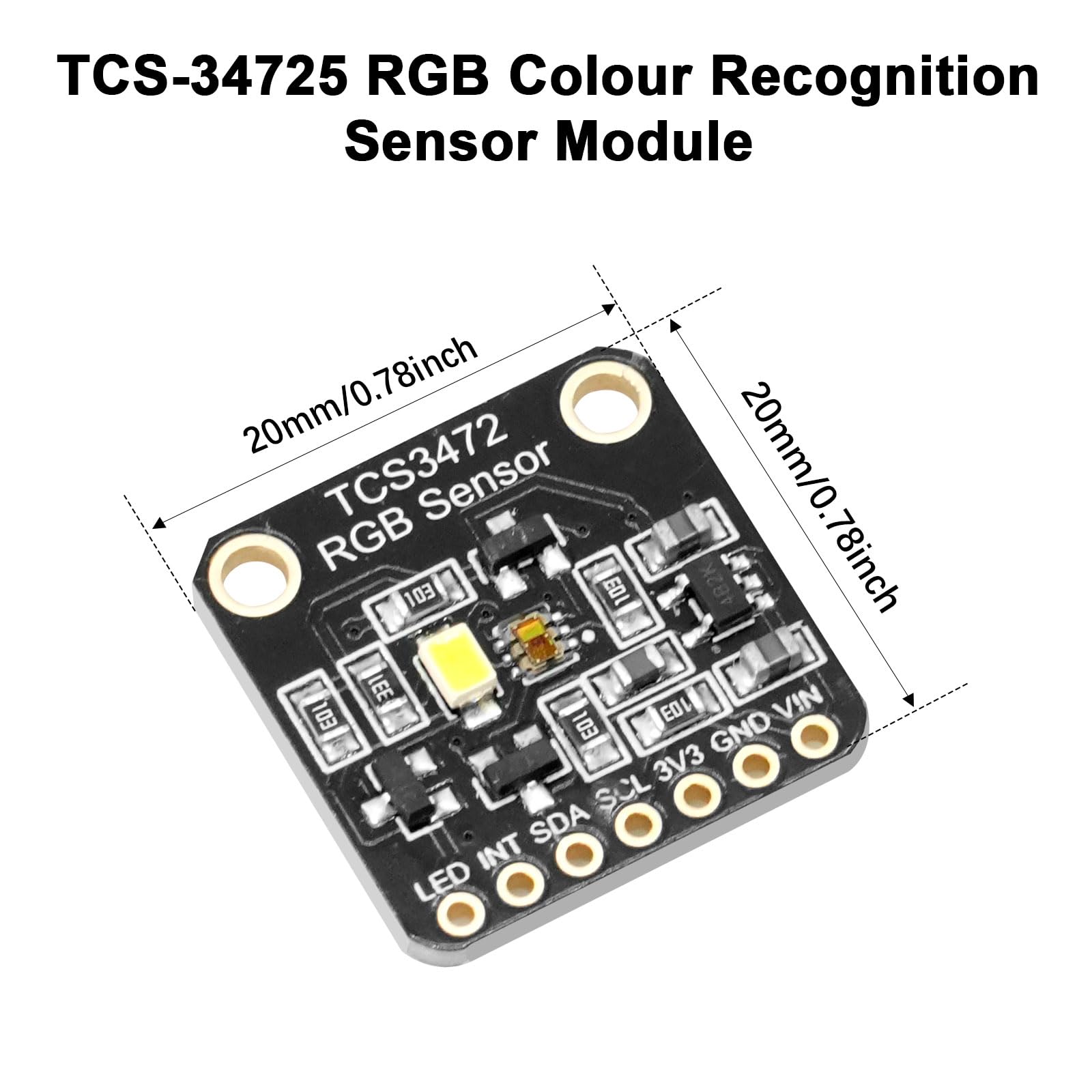 TCS34725 Capteur de Couleur de lumière AYWHP 2 PCS RVB Module de détection de Couleur Capteur de Couleur RVB Compatible avec Arduino