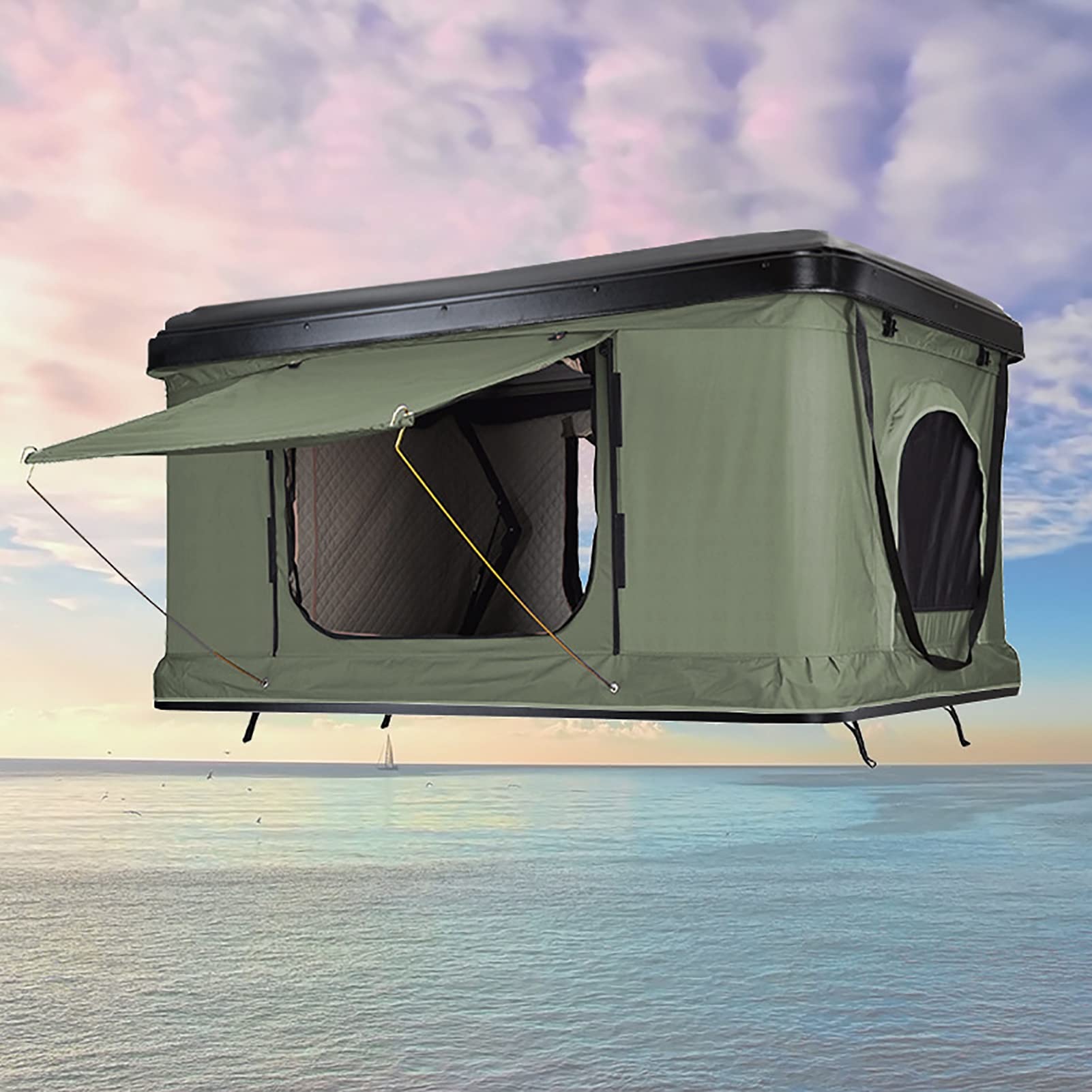 Tente de Toit en Velours hollandais de Luxe, Tente de Toit extérieure à Coque Rigide, Tente de Camping pour Camion SUV avec échelle (Style6)