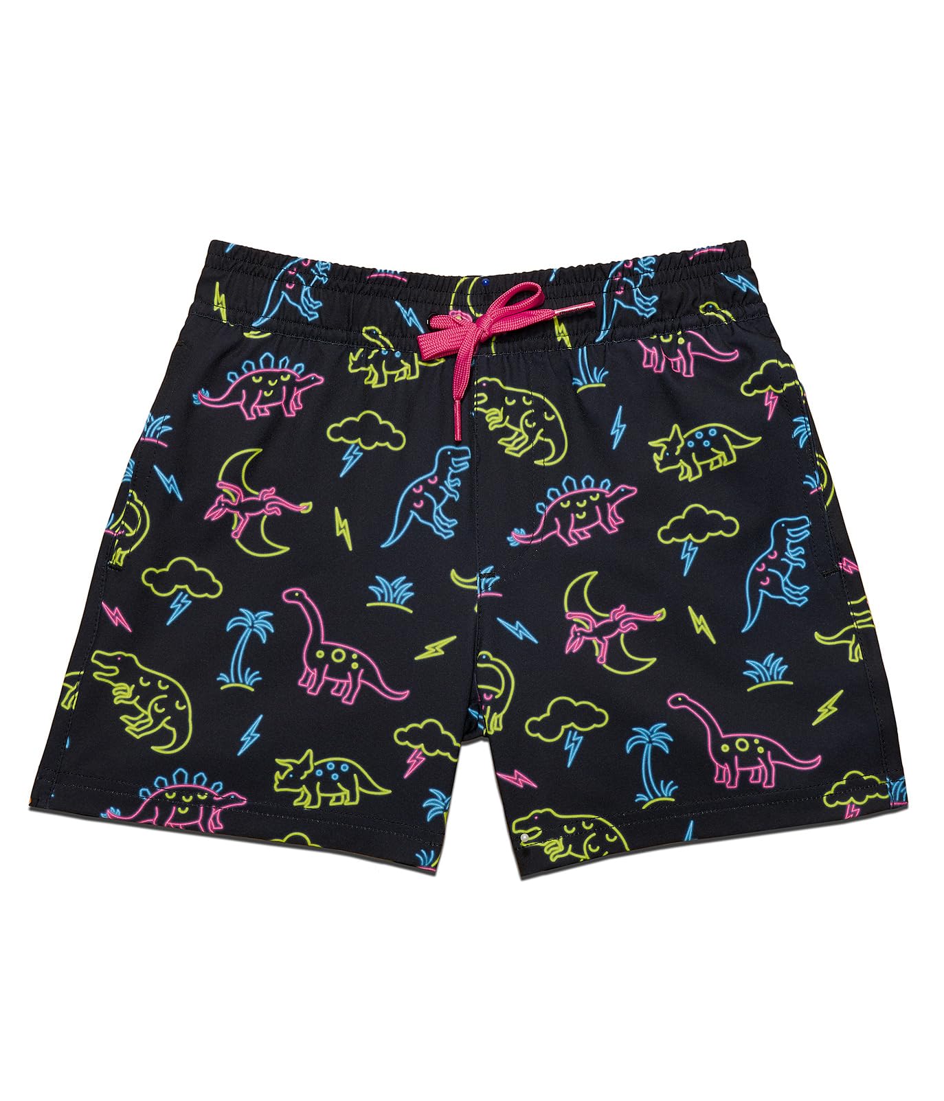 Tipsy Elves Kids Vacation Neon Dinosaur Stretch Swim Trunks Size Medium