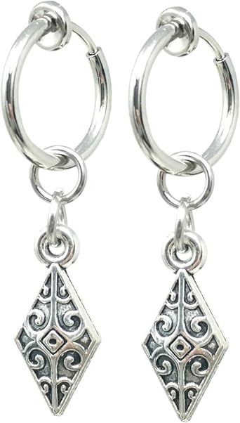 Puente Mens and Womens Earrings, No Piercing Required, Fake Earrings, Stainless Steel, Set for Both Ears, Ear Cuffs, Long, Long Earrings, Silver, Clip-on, Swinging, Ring, Hoop, Non-Pierced Earrings