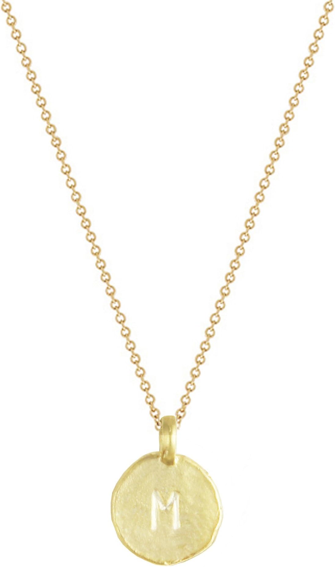 14k Gold Vermeil Initial Necklace, Letter M