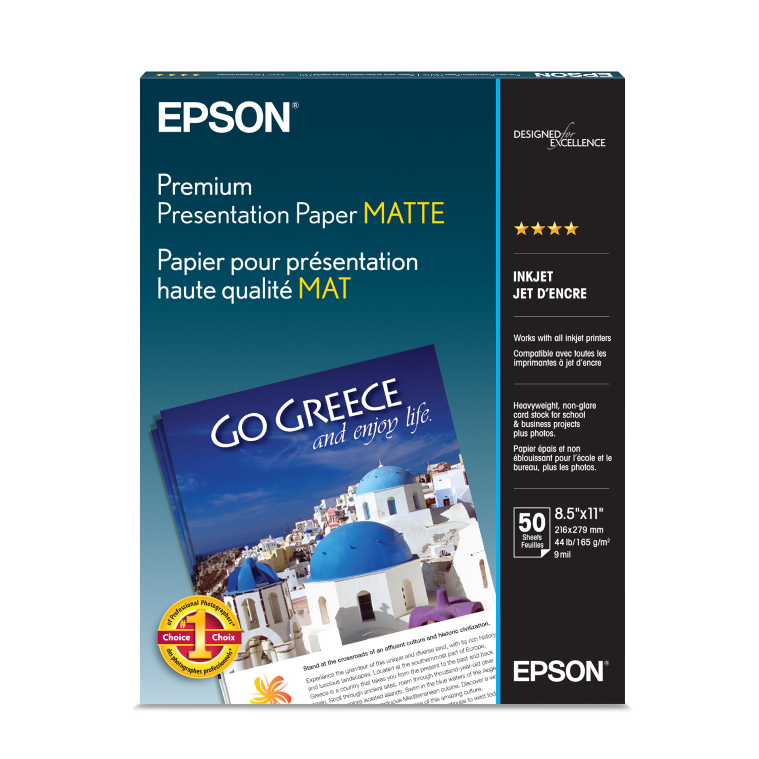 Epson Heavyweight 8.5x11 Matte Paper, 50 Sheets (S041257),