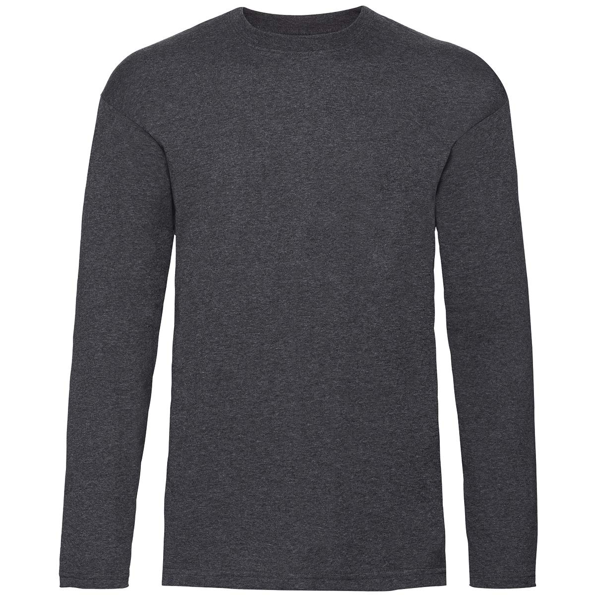 Fruit of the Loom Mens Valueweight Crew Neck Long Sleeve T-Shirt (3XL) (Dark Heather)