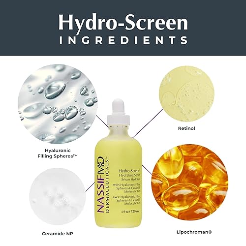Miniatura 6 de NassifMD Hydro-Screen Suero facial de ácido hialurónico hidratante de ceramida suero de retinol ácido hialurónico hidratante suero de ceramida