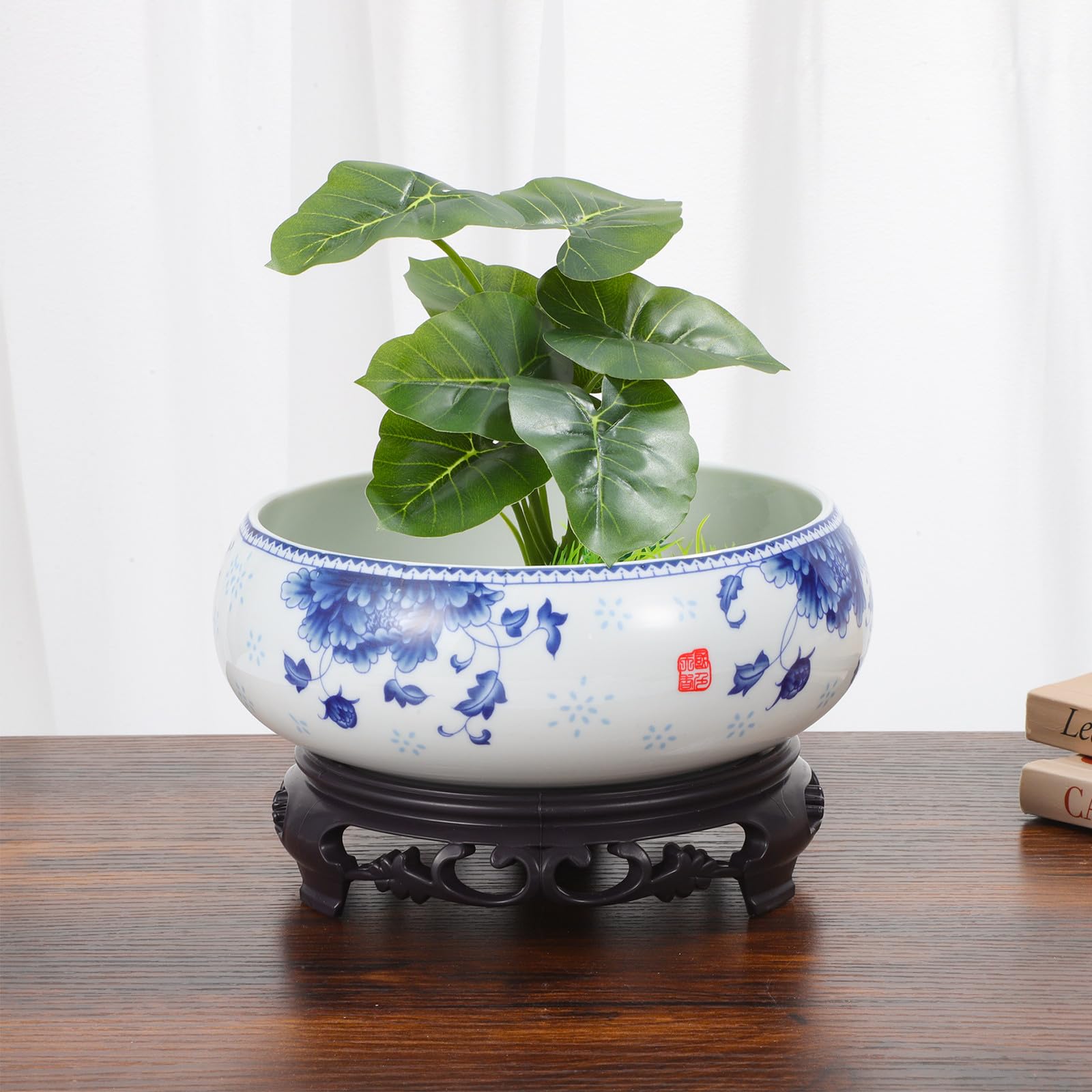 Jardinière en Céramique Grand Bac Profond d'eau pour Plantes Hydroponiques Pot Décoratif Simple et Lumineux pour Salon et Jardin